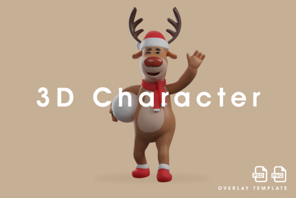 3D Christmas Deer Design for Creative Projects