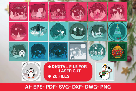3d Christmas Paper Cut SVG File Bundle