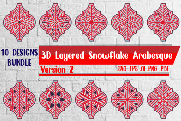 3D Layered Snowflake Arabesque Bundle: Elevate Your Winter Wedding Designs