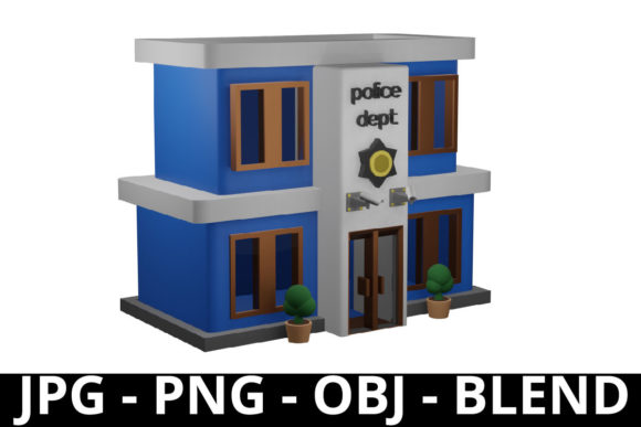 3d Rendering Police Station for Scene