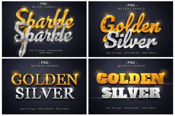 4 Pack Golden and Silver 3d Text Effect: A Practical Evaluation for Designers