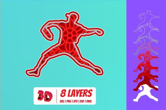 Baseball Player2 3D Layered SVG Cut File