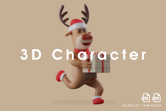 Bringing Holiday Magic to Life with a 3D Christmas Deer Cartoon Holding a Gift