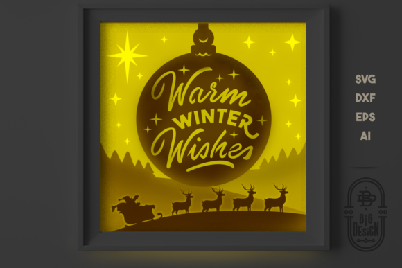 Christmas 3D Scene Warm Winter Wishes: A Digital Shadow Box for Creative Projects