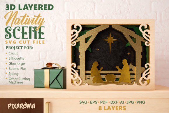 Nativity Scene 3D Layered SVG Cut File